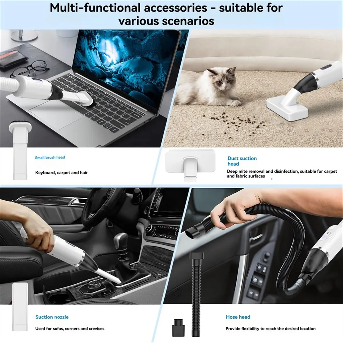 2026 + مكنسة كهربائية للسيارة، شفط كبير منزلي لاسلكي محمول عالي الطاقة ومنفخ غبار سطح المكتب