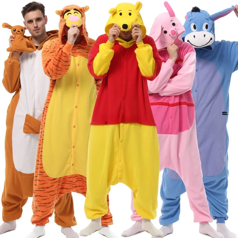 SN60 Onesieshow Animal Kigurumi Pyjamas Halloween Onesie Adult Cartoon Tiger Kangaroo Pajama Cosplay Party Women Men Homewear1&2
