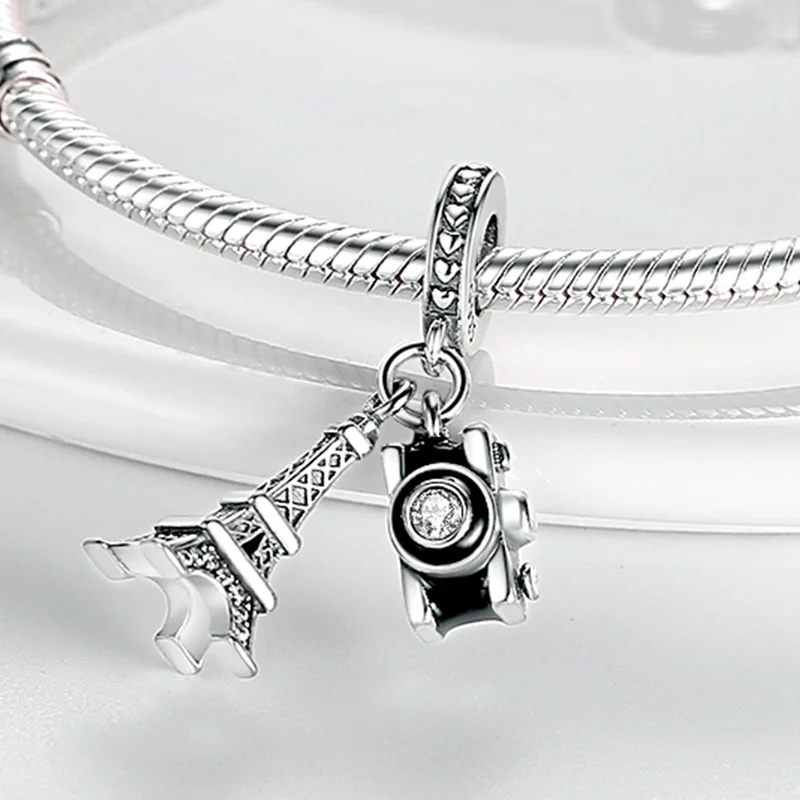 925 Sterling Silver Paris Tower Aircraft Travel Charm Pendant Beads Fit Charm Original Bracelet for Women Jewelry Making