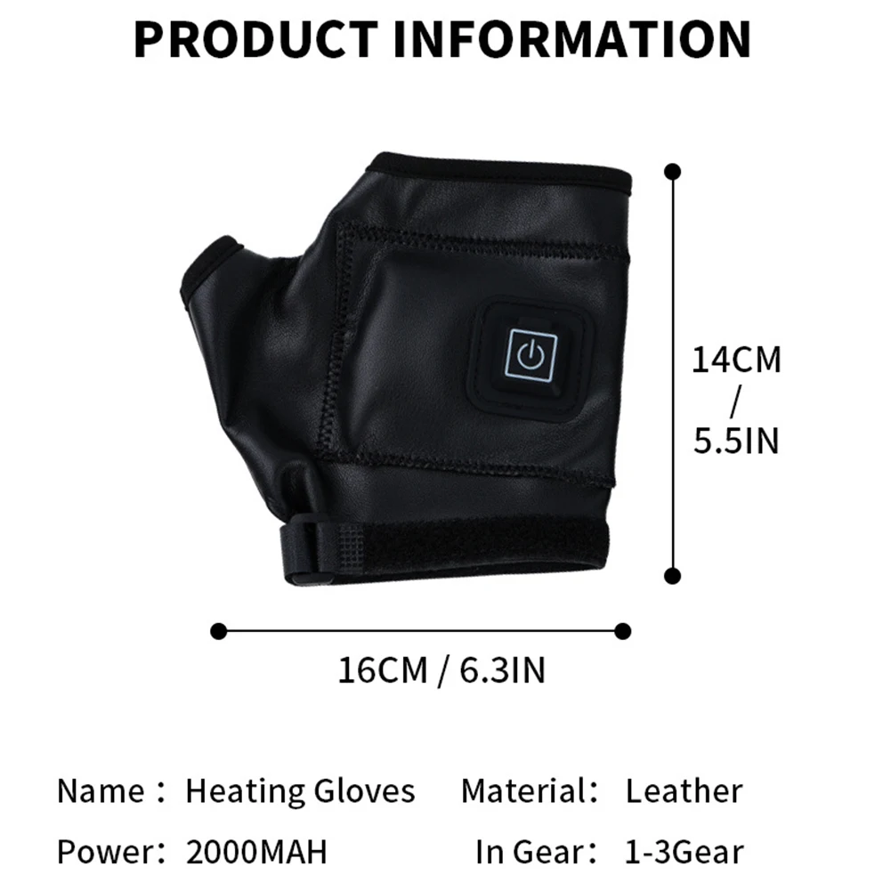 قفازات تسخين كهربائية قابلة لإعادة الشحن عبر USB مقاومة للماء بدون أصابع مع 3 إعدادات لدرجة الحرارة للأنشطة الخارجية