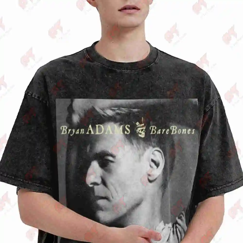 Bryan Adams Bare Bones Album Concert Tour Vintage Washed Tee Pure Cotton T-Shirt