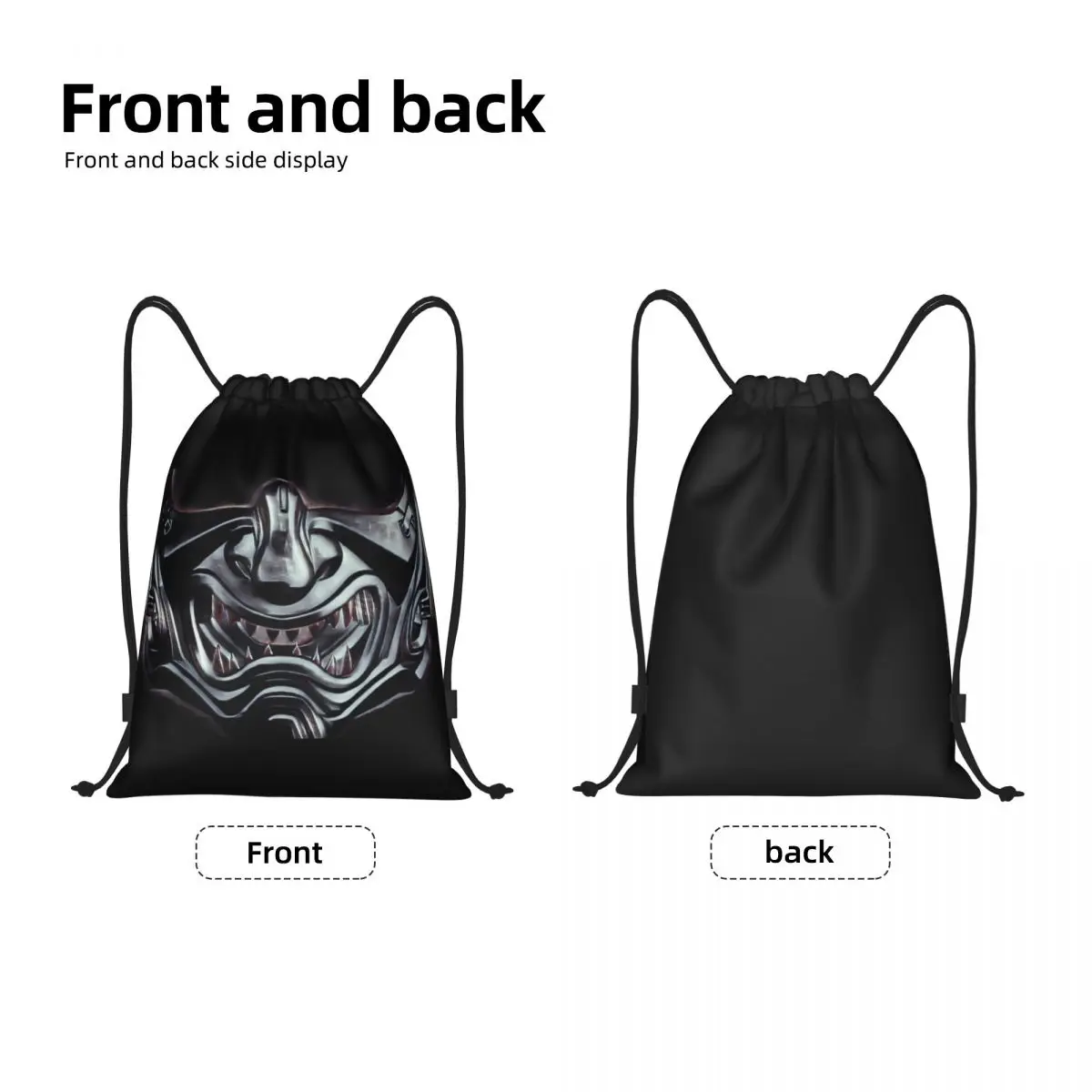 Japanese Ninja Samurai Warrior Drawstring Backpack Women Men Gym Sport Sackpack Foldable Monster Hannya Tattoo Shopping Bag Sack