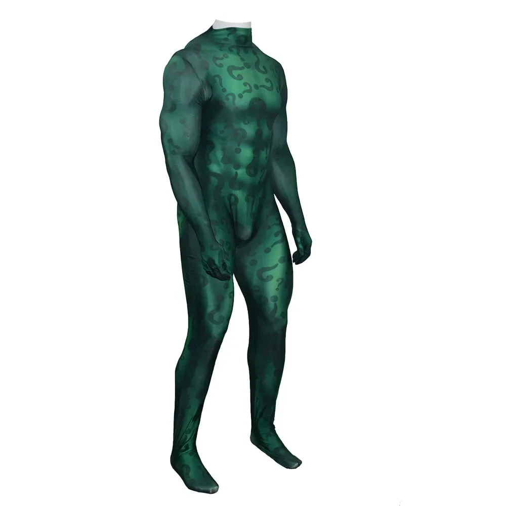 Bat man The Riddler Costume Cosplay Gotham Halloween Costume Superhero Zentai Swimming Bodysuit 3D Printed Jumpsuit Outfit Adult