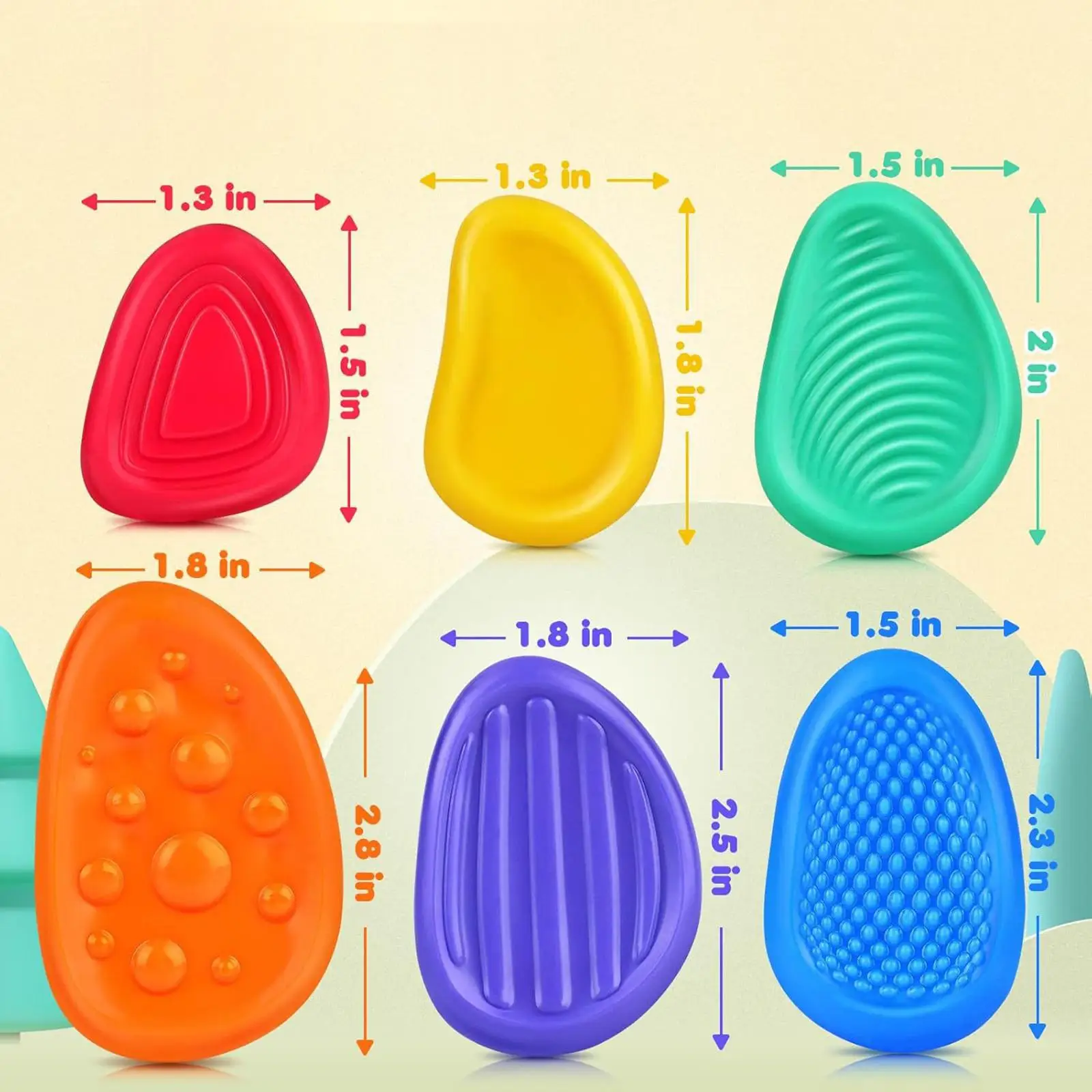 6 قطع من الألعاب الحسية للأطفال من الحجر الحسي لعمر 3-6 سنوات هدية عيد ميلاد للأطفال