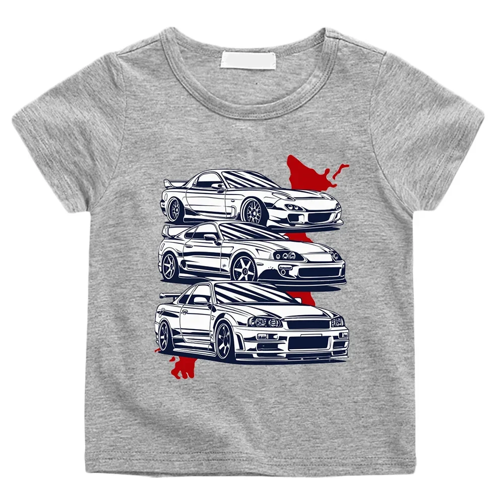 Cartoon Japan Anime Initial D Tshirt Kids Car Print Casual for Children Unisex Fashion T-shirts for Girls Boys Graphic Tee