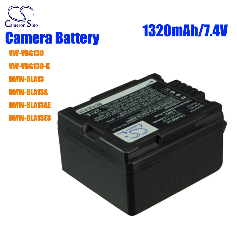 VW-VBG130 1320mAh 7.4V Battery for Panasonic HDC-SD9 HDC-HS9 HDC-SD5 HDC-SD1 HDC-SX5 SDR-H60 VW-VBG130-K DMW-BLA13 DMW-BLA13A