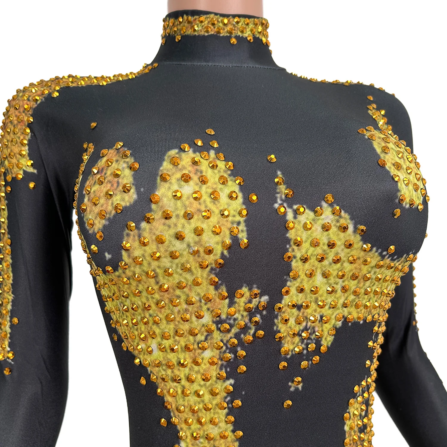 Women's High-End Sparkling Rhinestone Spandex Jumpsuit Sexy Tight Performance Dance Wear for Club Party Event Sexy Outfit Youqi