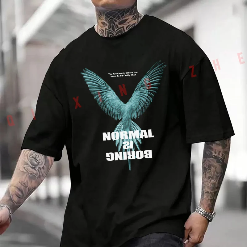 Camiseta con estampado de motocicleta Normal Is Boring, camisetas esenciales de manga corta a la moda para hombre con diseño exquisito