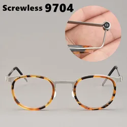 Brand Design Screwless Titanium Ultralight Glasses Frame Men Women Vintage Round Eyewear High Quality Hadmade Eyeglasses Gafas