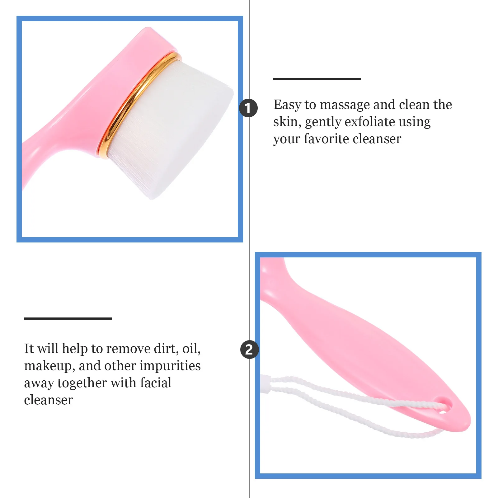 แปรงล้างหน้าพลาสติกสำหรับทำความสะอาดผิวหน้าอย่างล้ำลึก ขจัดสิ่งสกปรกและผลัดเซลล์ผิว ใช้สำหรับการดูแลผิวประจำวัน