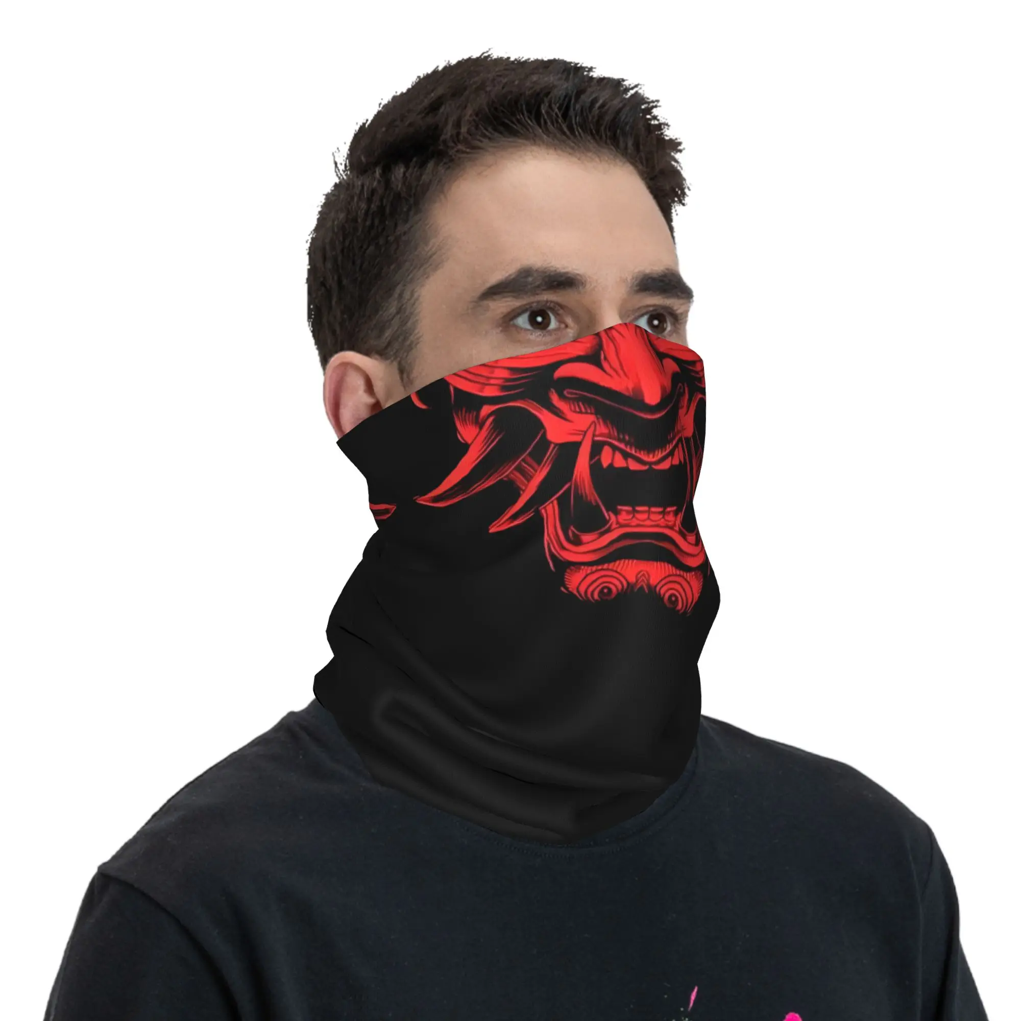Custom Samurai Oni Demon Neck Gaiter Men Women Windproof Winter Japanese Ronin Bandana Scarf for Ski image 5