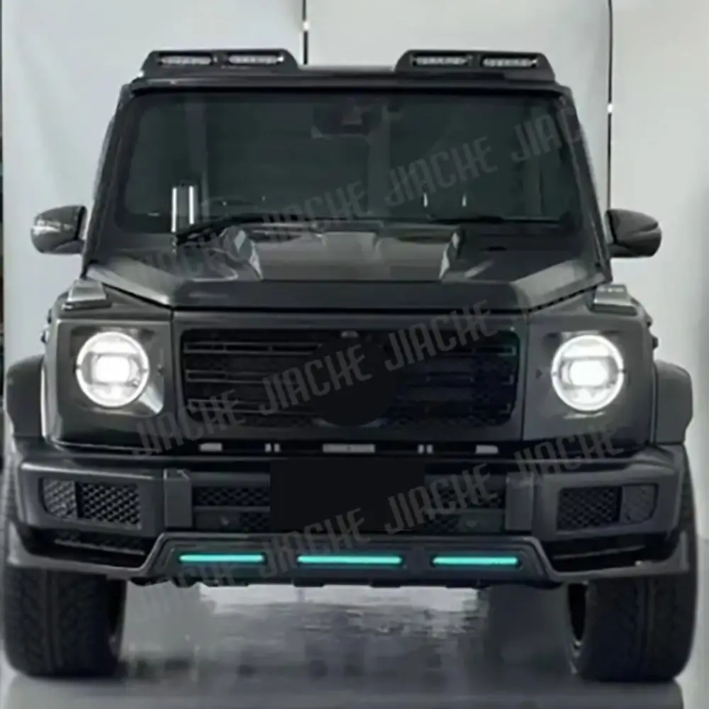 لمرسيدس بنز W464 G-Class G500 G63 AMG 2019-2023 ألياف الكربون الحقيقية/FRP جناح السقف الأمامي الشفاه المفسد مع مصباح LED