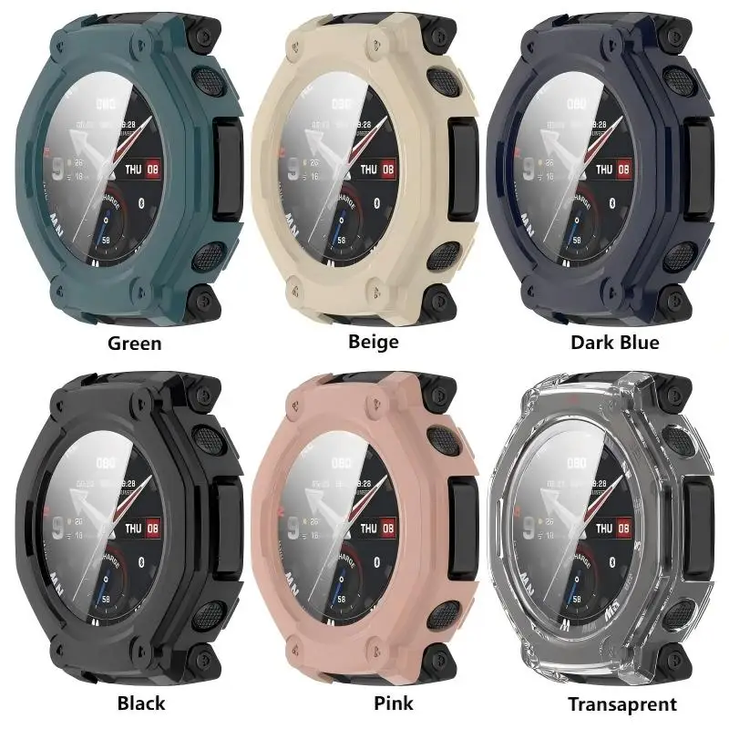 Tempered Glass Case for Amazfit T-REX 3 Pro/ T- Rex3 Smart Watch Full Cover Bumper for Huami Trex3 Pro 44mm 48m Shell Accessoies