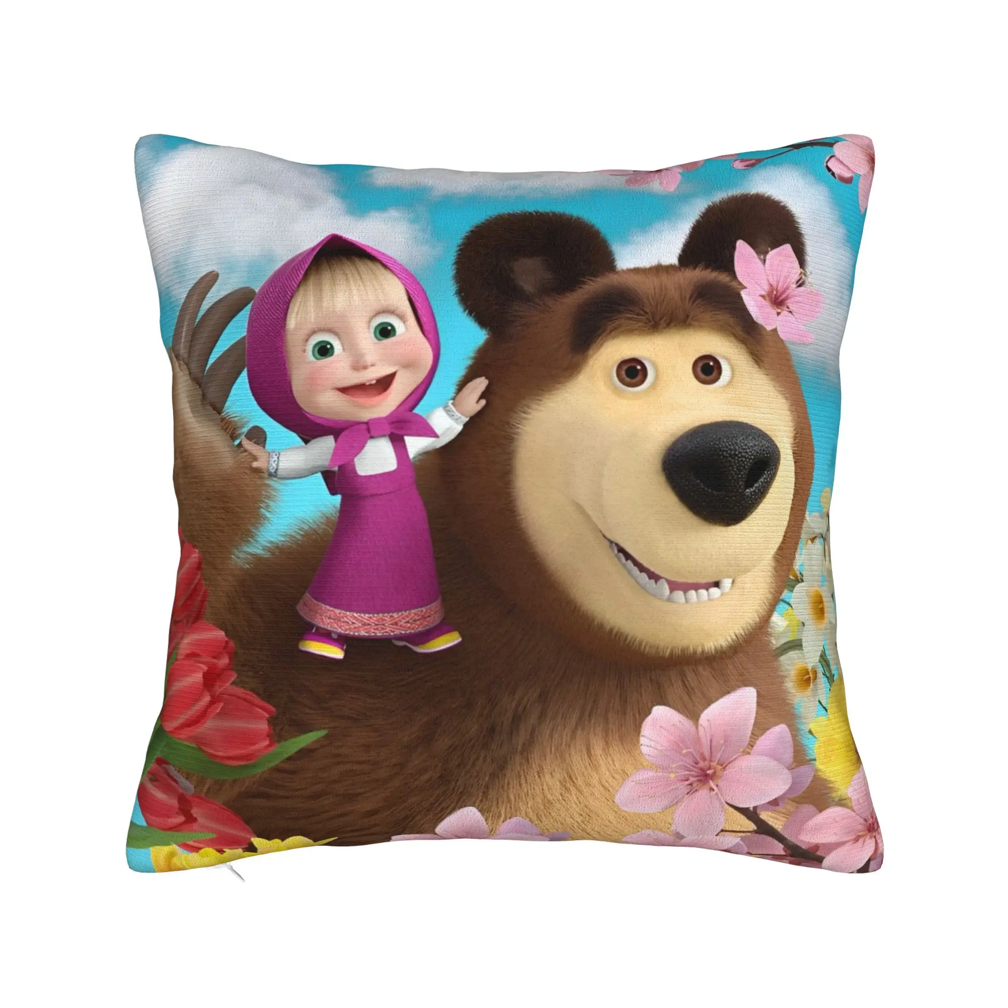 Cute Cartoon M-Masha and Bear  Pillowcase Printing Polyester Cushion Cover Decor  Throw Pillow Case Cover Home Square 40*40cm