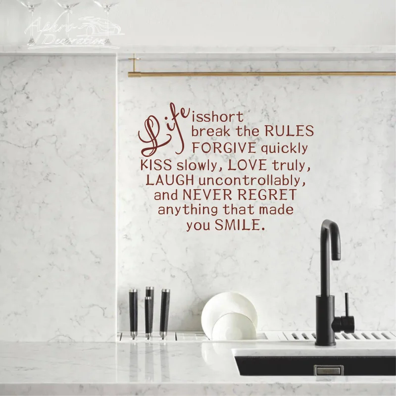 Life Is Short Words Removable quotes Wall Sticker Wall Decal Fashion Home Decoration for bedroom living room Mural Art PVC