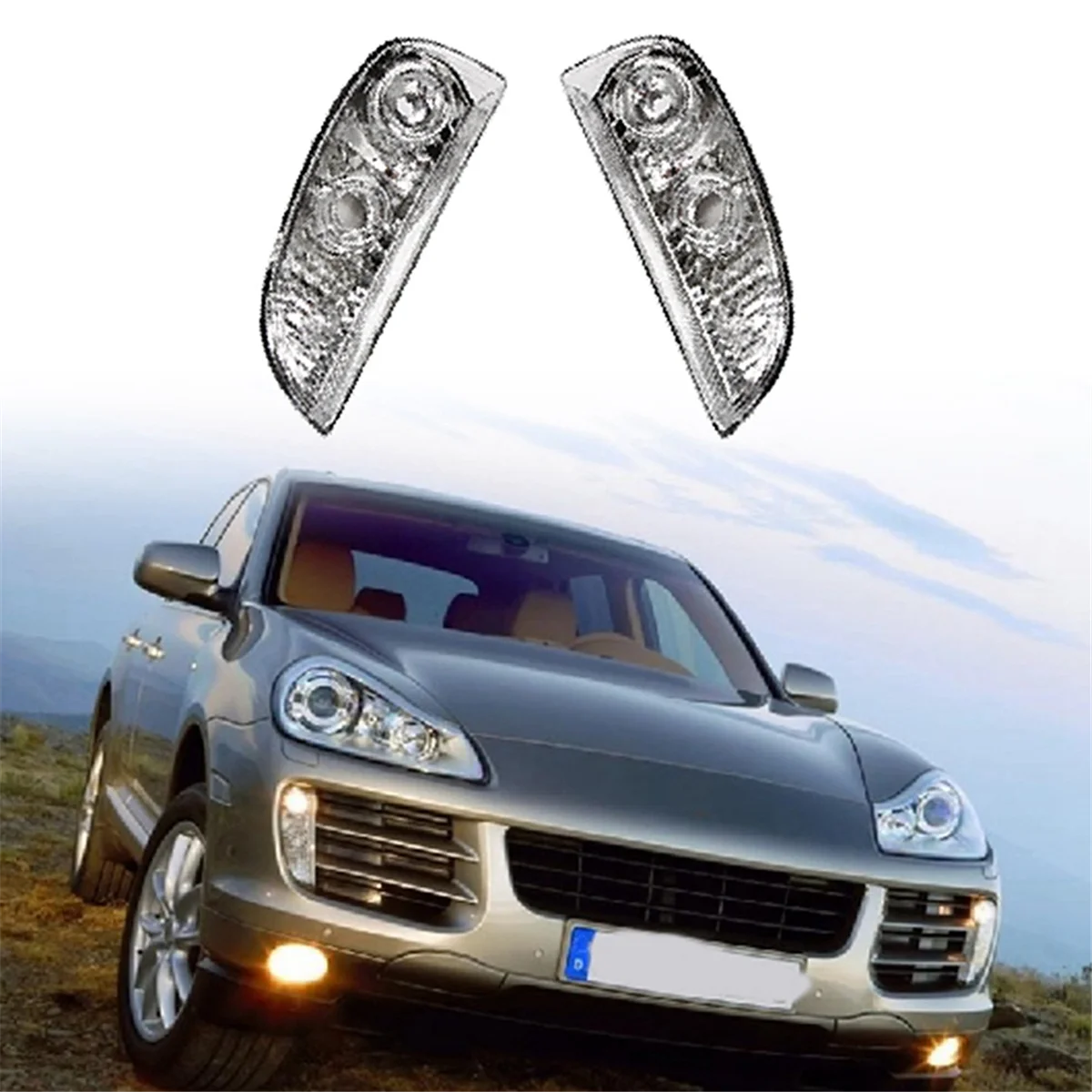 Auto Sinistra e Destra Paraurti Anteriore DRL Indicatori di direzione Lampada Della Luce di Nebbia per Porsche Cayenne 2007-2010 95563118202   , 95563118102