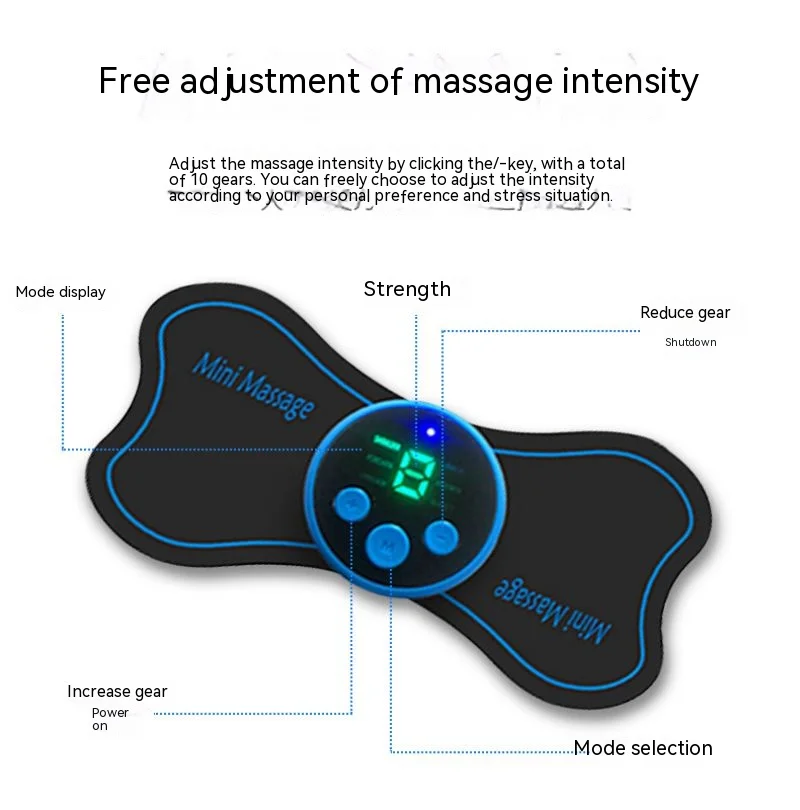 Portable Mini Electric Neck Massager Cervical Massage Stimulator Pain Relief Health Care Relieve Fatigue Intelligent Massage Pat