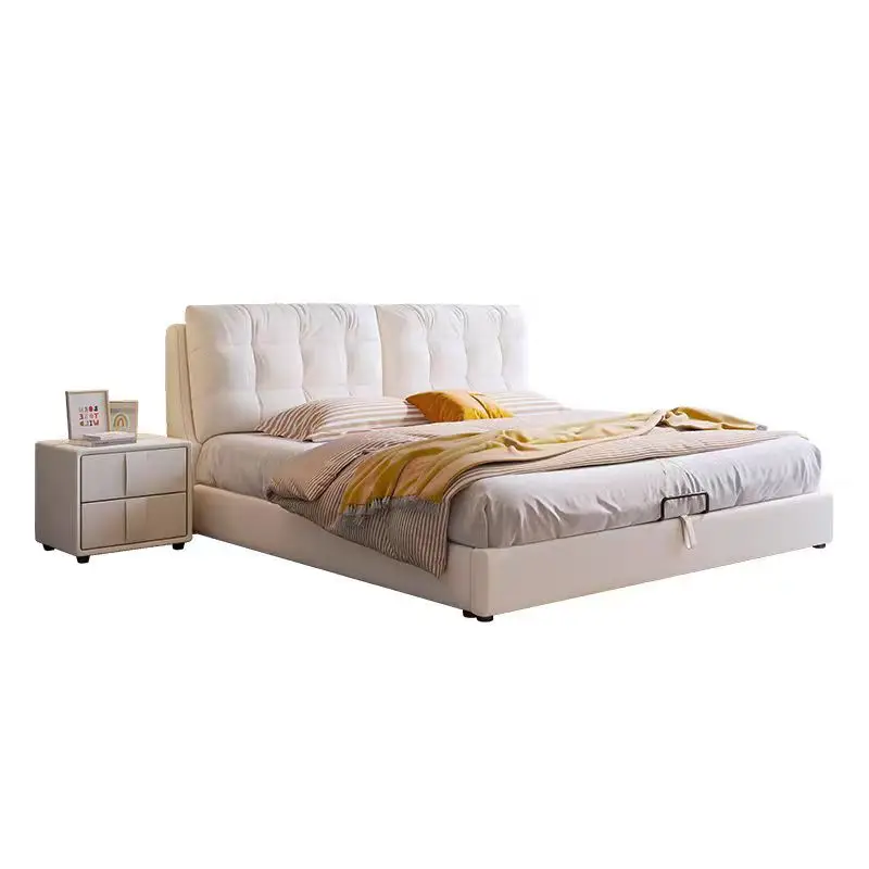 

%……Luxury Hotel Modern Soft Bedroom Furniture King Size Upholstered Storage Leather Bed With Storage and Drawers