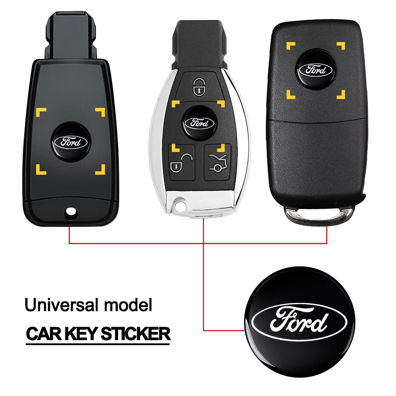 14MM Remote Car Key Stickers Emblem Accessories for Ford Mustang Mondeo Focus Fiesta Escape Kuga Ecosport Ranger