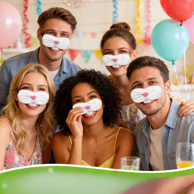 

Маска-нос пасхального кролика с зубами, накладными усами и эластичной лентой, костюм животного для Пасхи, реквизит для весенних мероприятий и фестивалей, фотосессий