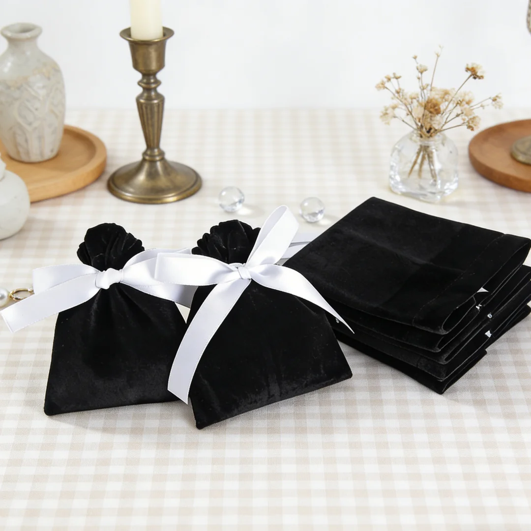 

Изысканные бархатные мешочки для украшений 7x9 см, 5 шт., портативные пылезащитные мешочки на шнурке для хранения всех видов деликатных украшений