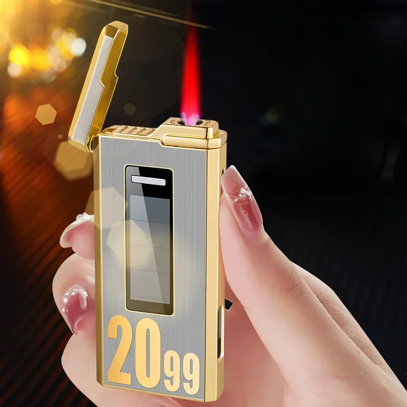 New Creative Solar Rechargeable Lighter Metal Red Flame Modern Simple Personality High-end Inflatable Gift Lighter Men's Gift