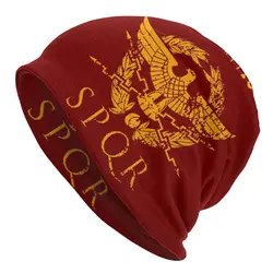 Custom Vintage Gold Roman Empire Eagle Bonnet Femme Hip Hop Knitting Hat For  Autumn Winter Warm Rome SPQR Emblem Beanies Caps