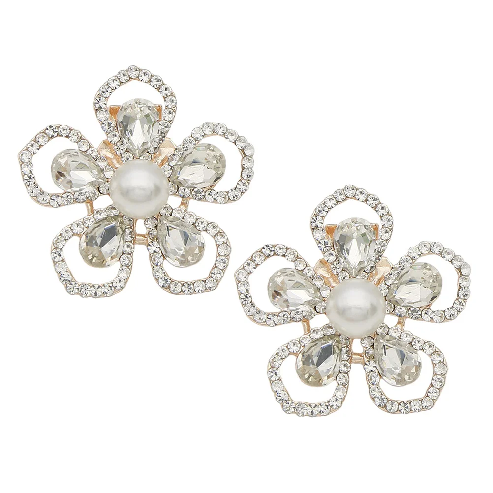 

2pcs Shoe Flower Decor Elegant Clip On Shoe Embellishments For Bridal Wedding Pumps Heels Sandals Decorative Accessories