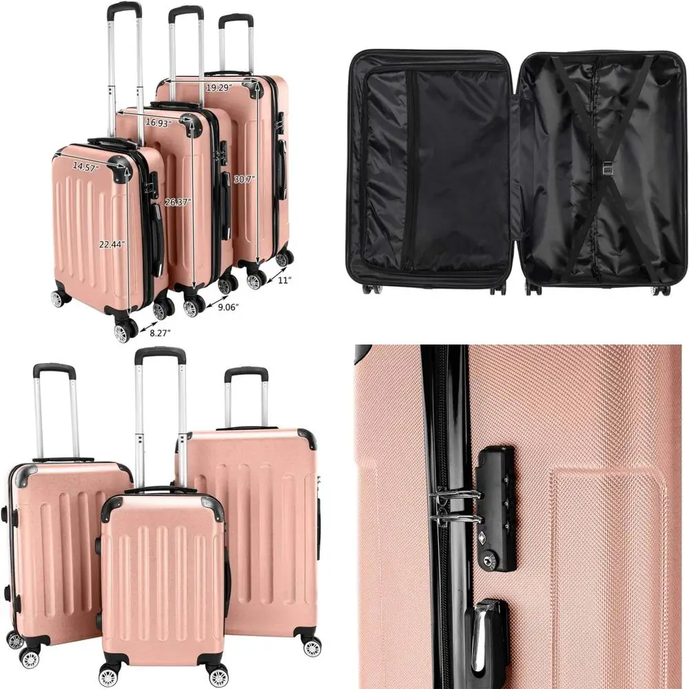 

3-piece hardside spinner luggage set with tsa lock for travel