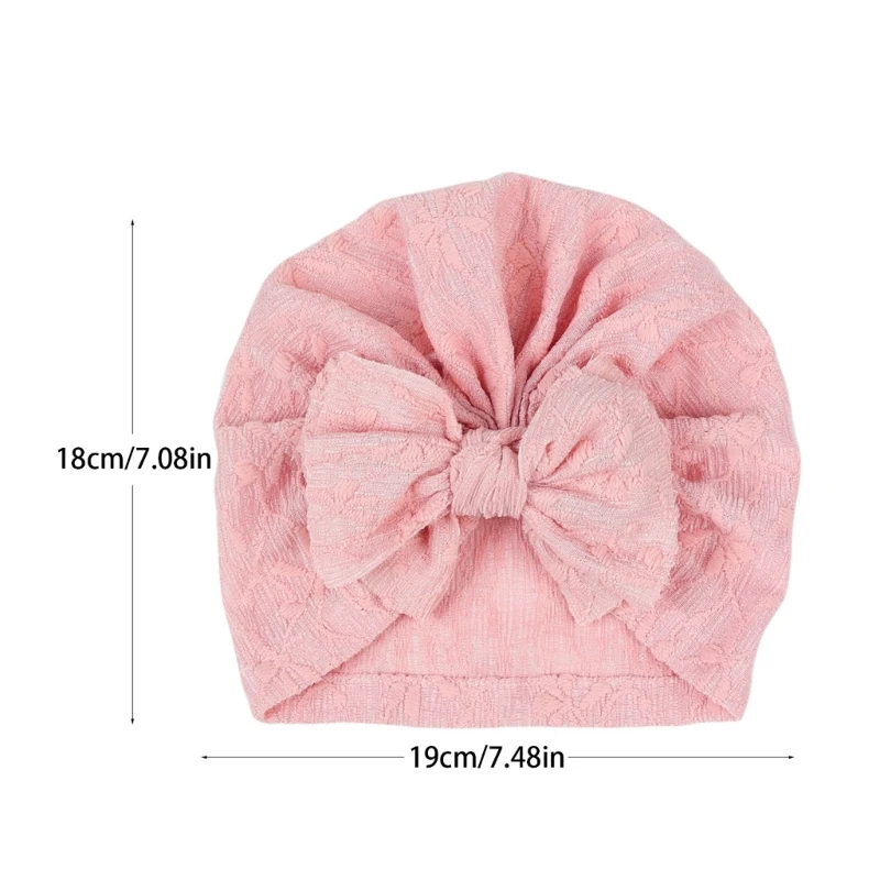 Toddlers Elastic Bonnet Solid Jacquard Baby Indian Hat Bowknot Pullover Hats Fetal Caps for Shower Party QX2D