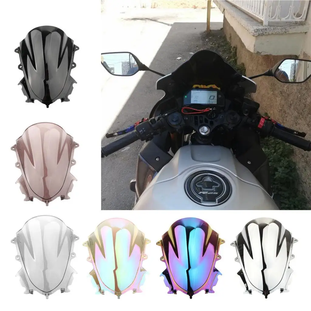 Motorrad-Windabweiser, durchsichtiger Kunststoff, doppelte Blasen-Windschutzscheibe für Yamaha R15 V3 2017 202
