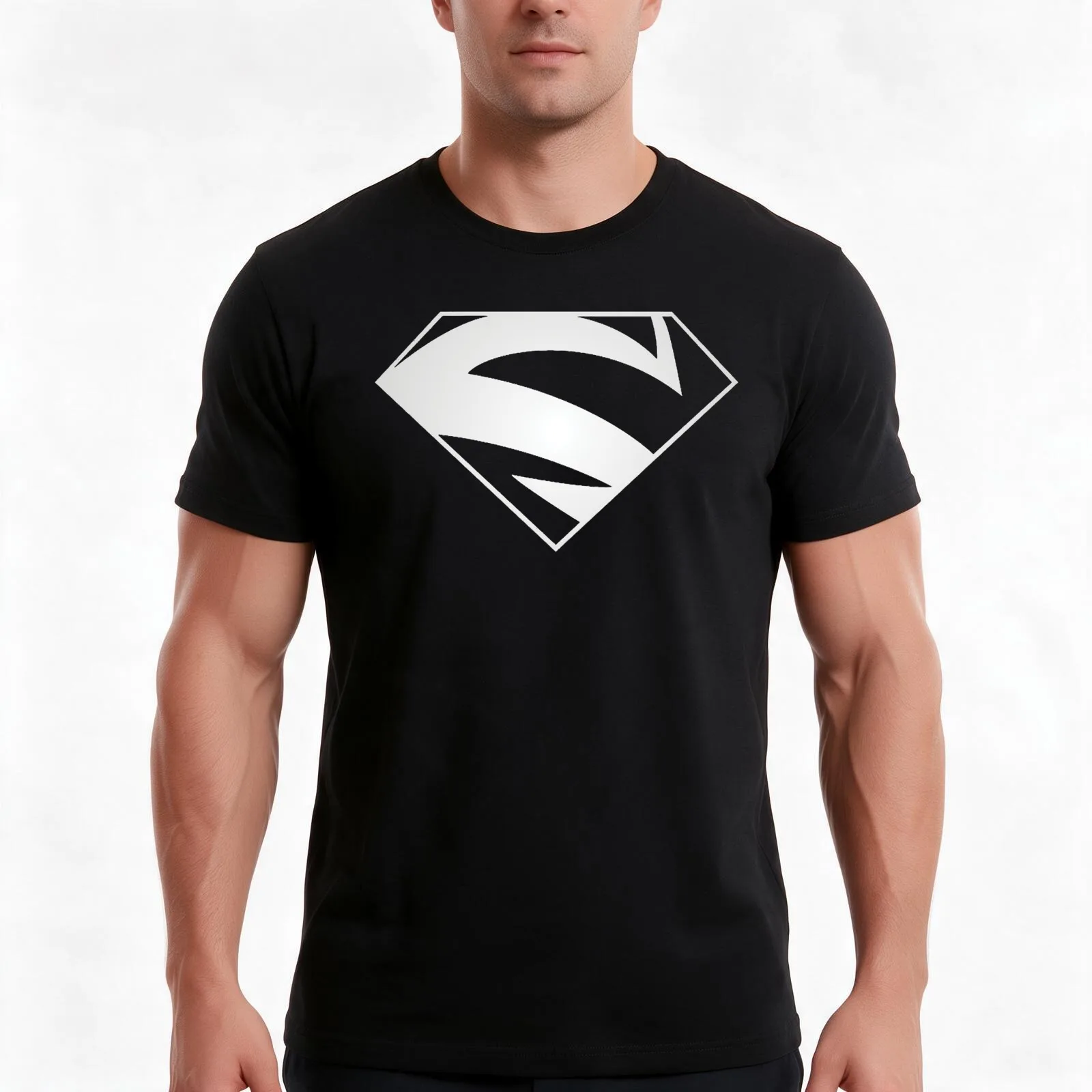 Kryptonian Emblem Electric Blue T-Shirt, Summer Casual Cotton Tee, Oversized Streetwear Tops, Vintage Graphic Print, 100% Cotton