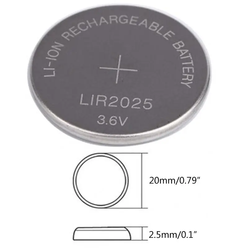 Button Battery LIR2025 3.6V Remote Cover Cell Coin Batteries For Watch