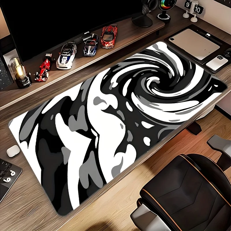 Monochrome Wirbel Druck Mauspad, GroßE Rutschfeste Deskmat,…
