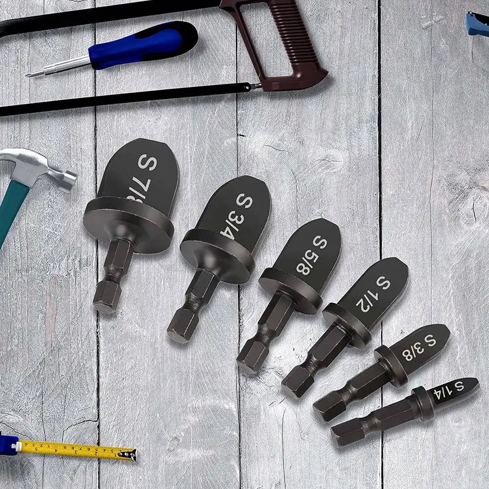 6 Pcs Hex Handle Air Conditioner HVAC Tools Multifunction Manual Bearing Steel Swaging Tool Drill Bit Set