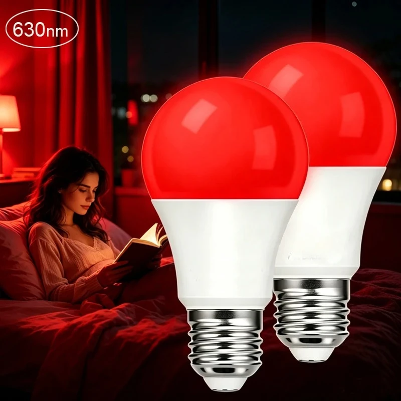 

630nm Red Light Bulb for Sleep 7W E27 100% Blue Light Blocking Promotes Melatonin Production Ideal for Bedroom Sleep