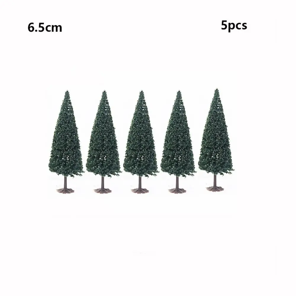 5pcs 5 Sizes Tower Shaped Trees Model Plastic 5.5/6.5/8.5/10/11.5cm Doll House Decor Pine Trees Green