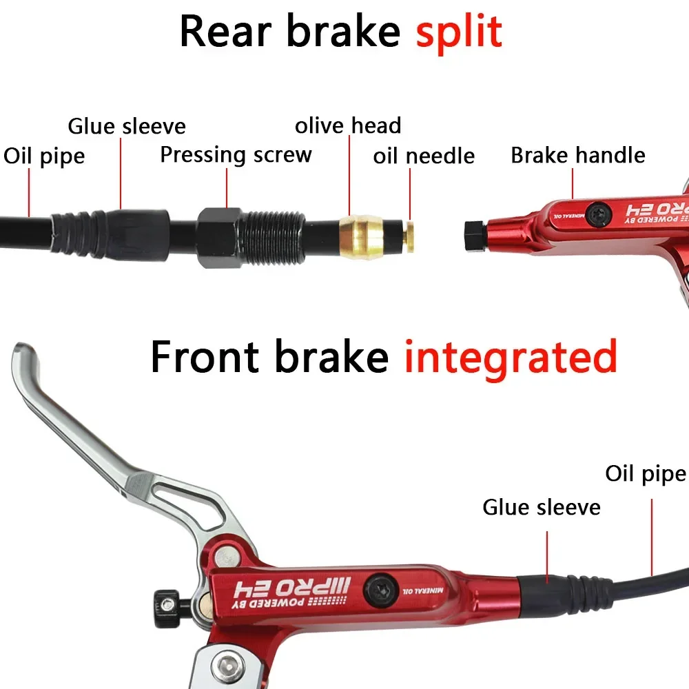 4 Piston Hydraulic Brake MTB Disc Brake hydraulic caliper 800/1550mm 4-piston mountain bike mineral oil hydraulic brakes