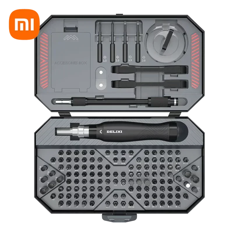 xiaomi delixi conjunto de chave de fenda 145 em1 bits magneticos de precisao chave de fenda de mao sem fio ferramenta de reparo domestico novo 01