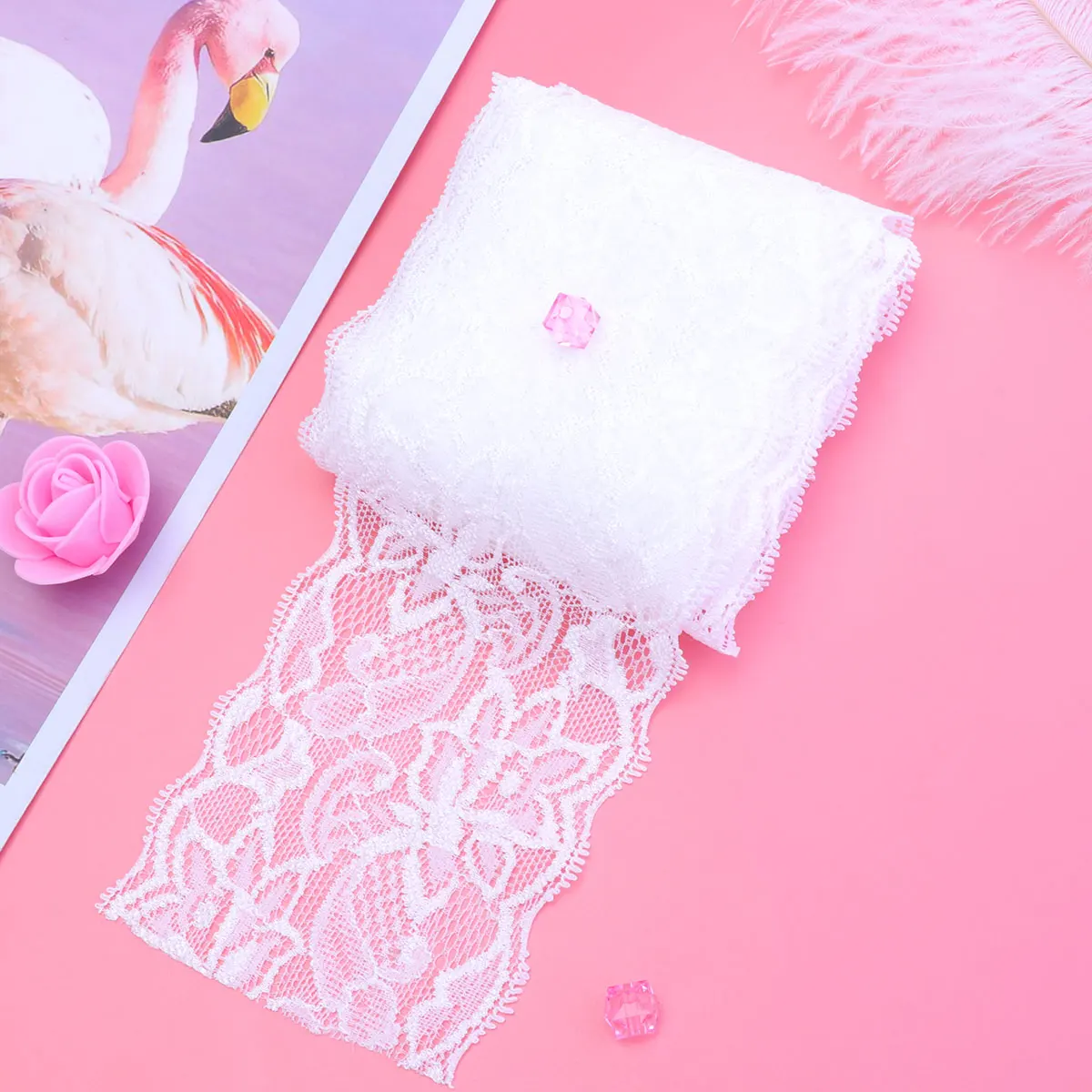 

1 Roll Elastic Lace Trimming Diy Clothing Material Gift Packing Ribbon Decorative Handmade Accessories White Premium Soft