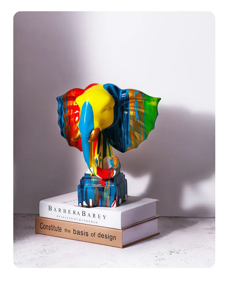 Moderne Abstrakte Regenfarben-Elefanten-Skulptur Kreative Wohlstandsdekoration für Wohnzimmer Büro Ausstellung – Detail 6