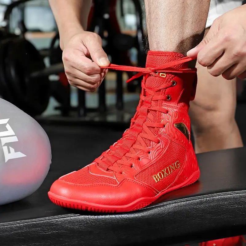 

Boxing Shoes Men and Women High Top Combat Free Combat Indoor Fitness Training Wrestling Shoes Professional Kickboxing Shoes