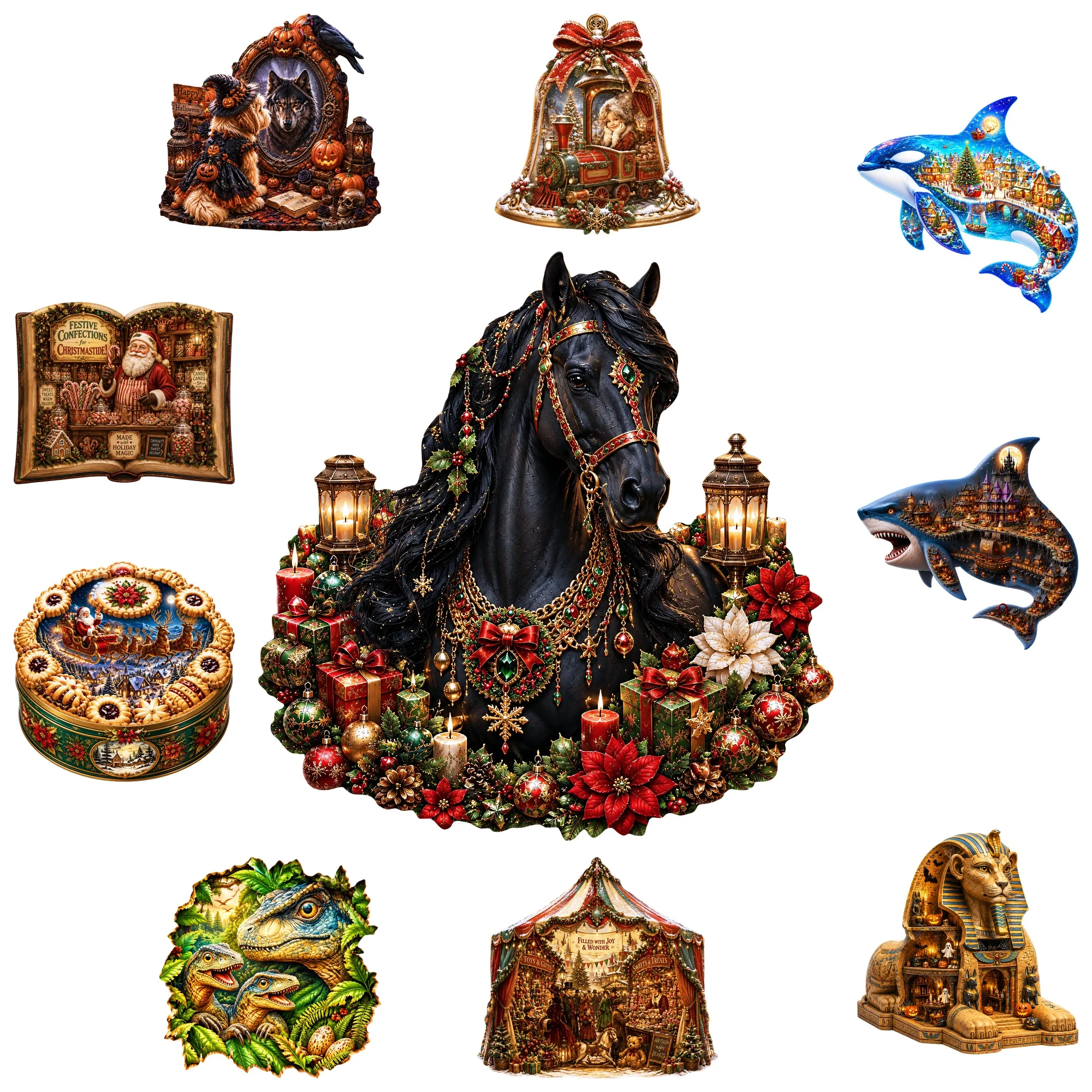 Black Horse Flat Wooden Puzzle Puzzle Game Toy Animal Jigsaw Puzzle Special Occasion Gift Gift for Teens Kids