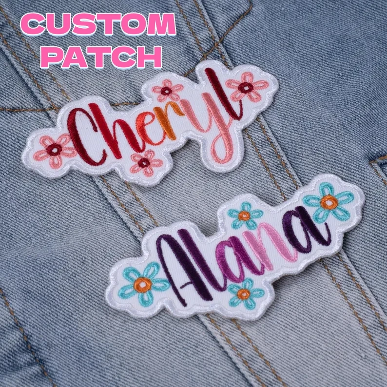Daisy Name Patch Personalized Embroidered Patches | Sew/Iron On/Hook & Loop for Backpacks Hats Jackets