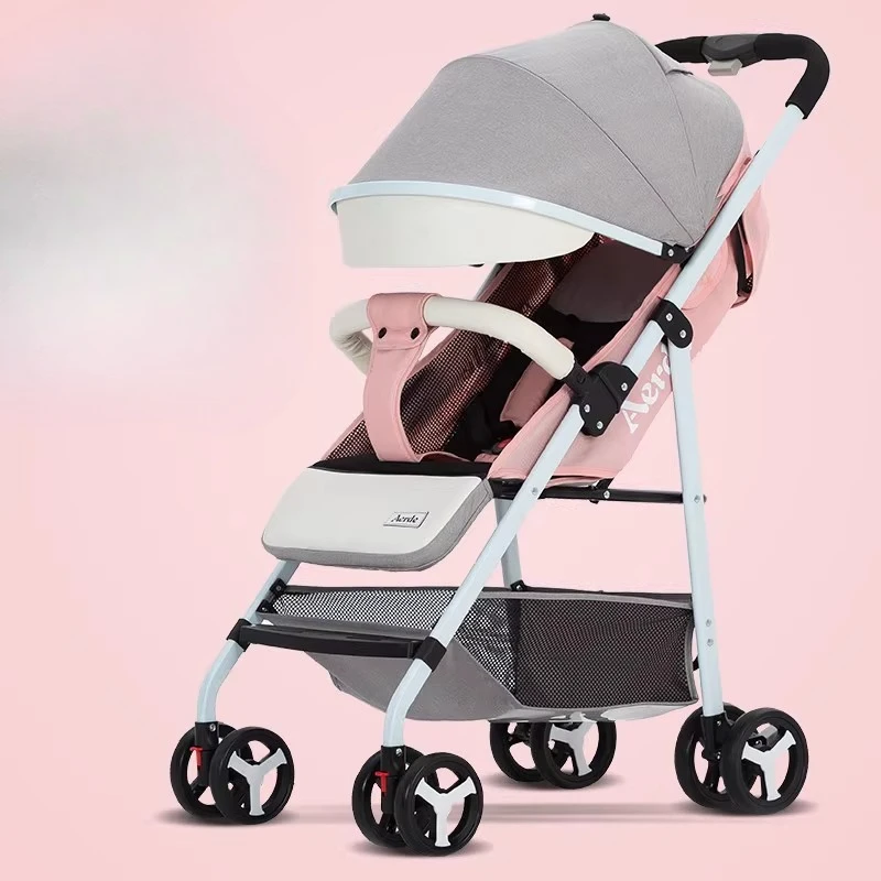 ‌Ultra-Light Reversible Pram 360°Wheels Key Fold Wide Shockproof  w/Hardboard Sunshade Lay-Flat Design Compact Umbrella Stroller - Image 2