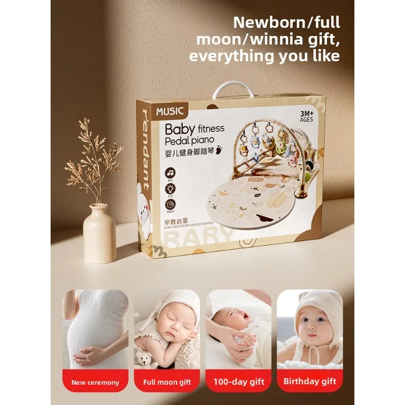 Conjunto de presente para bebês recém-nascidos – 6 em 1 Kick Play Piano Gym com brinquedos de educação infantil para 0 a 12 meses