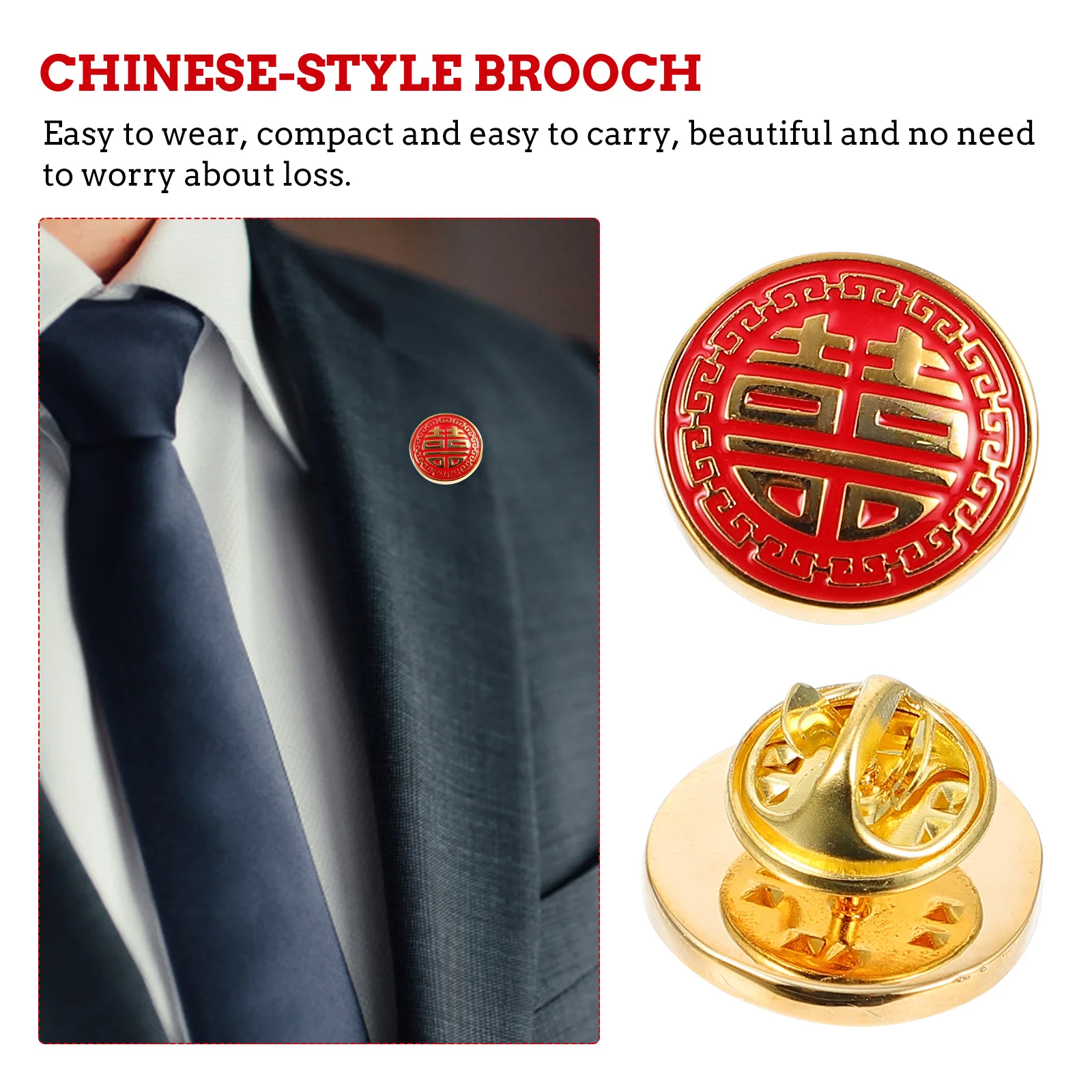 1 Uds. Broche de cobre dorado estilo chino novio boda mejor broche para hombre accesorio de ropa suministro de boda Pin para el pecho