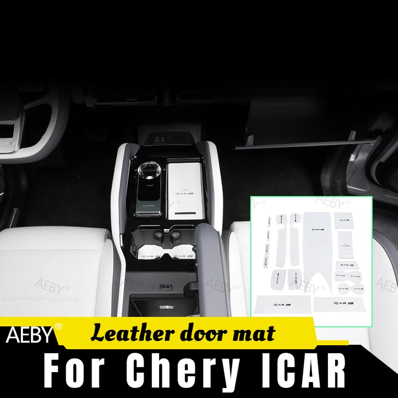 AEBY For Chery ICAR Leather door groove mat coaster anti-slip protection,Door anti-slip rubber pad interior,Interior Accessories