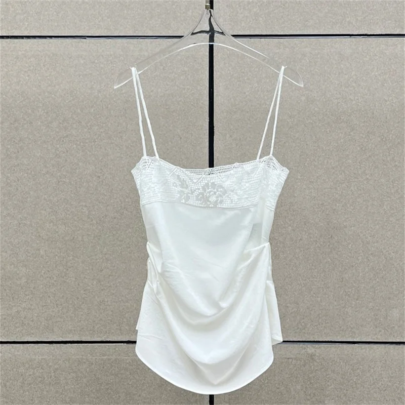 

Women's vest New lace patchwork sleeveless top for summer 2026 Sexy backless women's corset y2k Cotton blend suspender tanks top