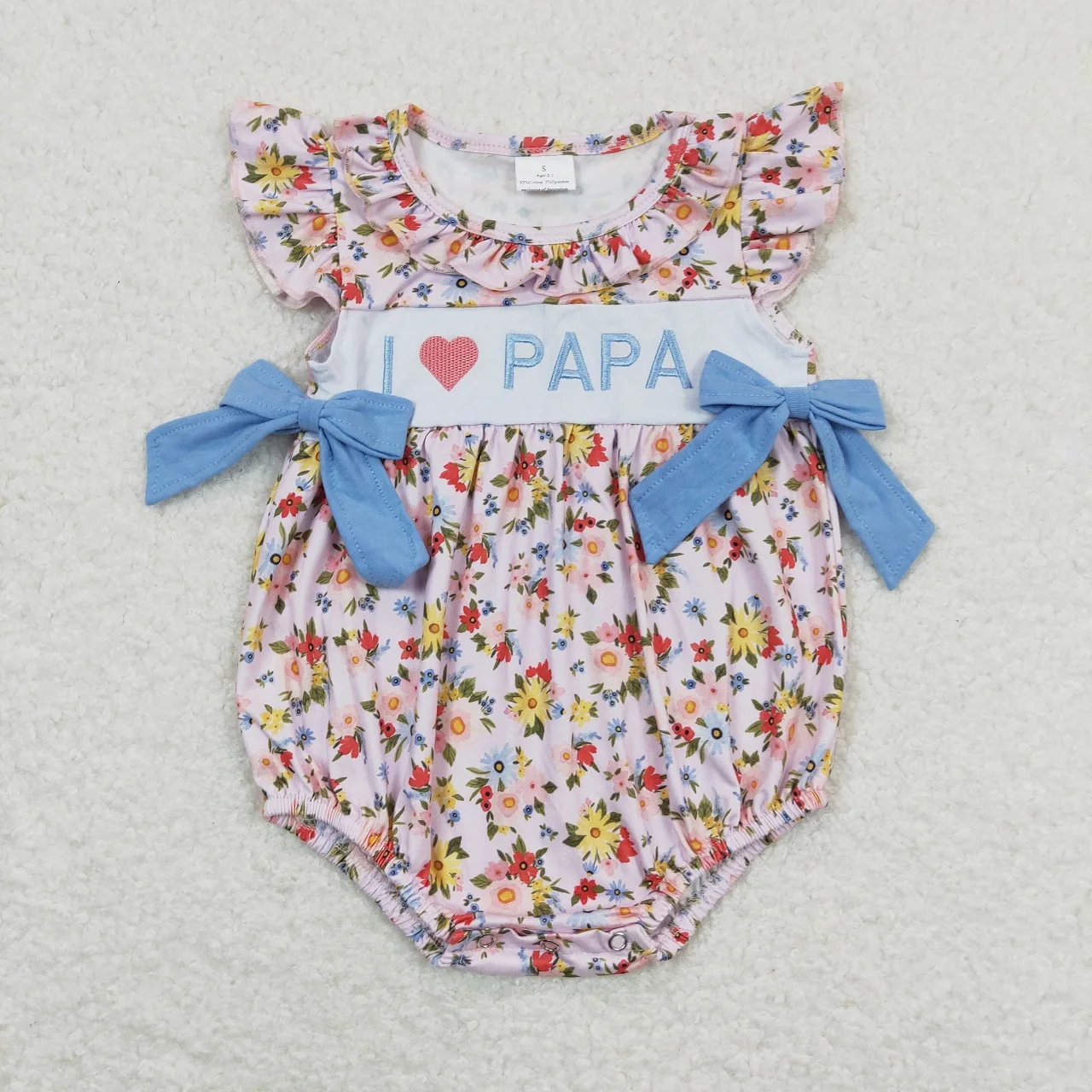 Wholesale Toddler Bubble Embroidery Romper Newborn Floral Coverall Bodysuit Kids Children Ruffle Daddy\'s Girl Flower One-piece